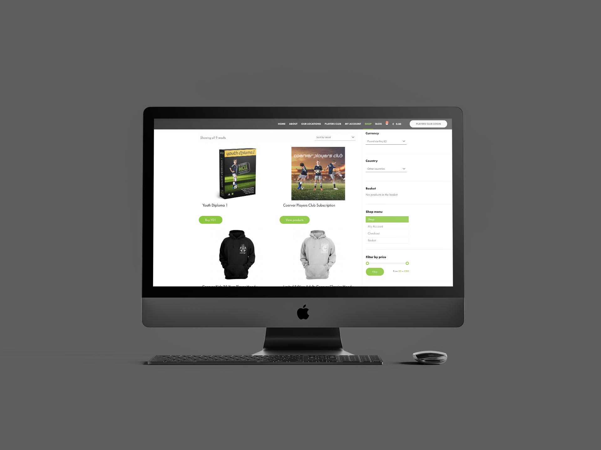 Coerver Coaching Website Shop