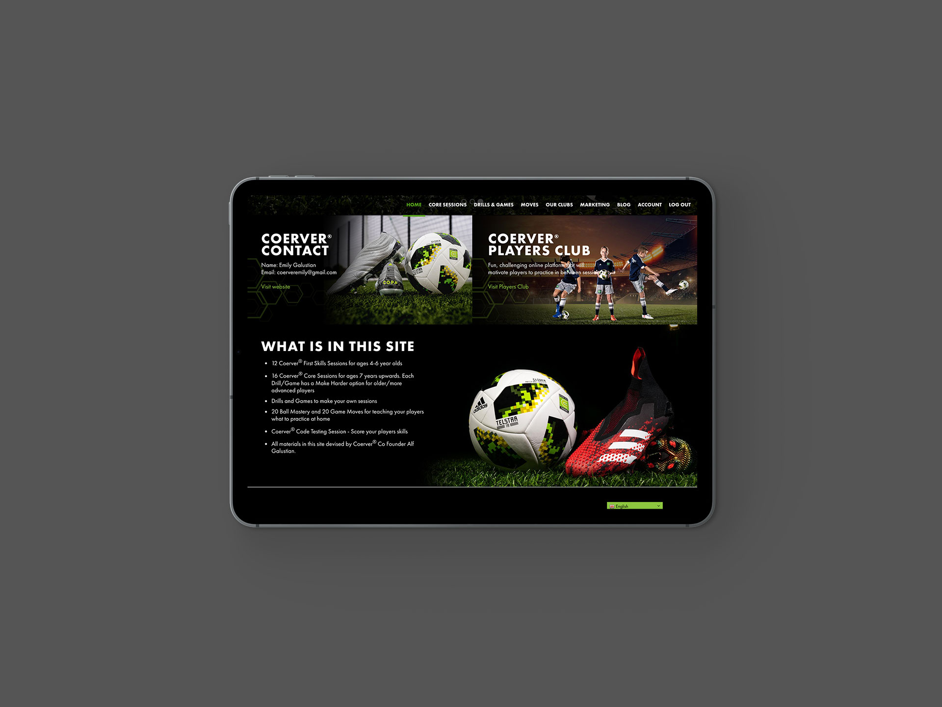 Coerver Partner Club Website Details