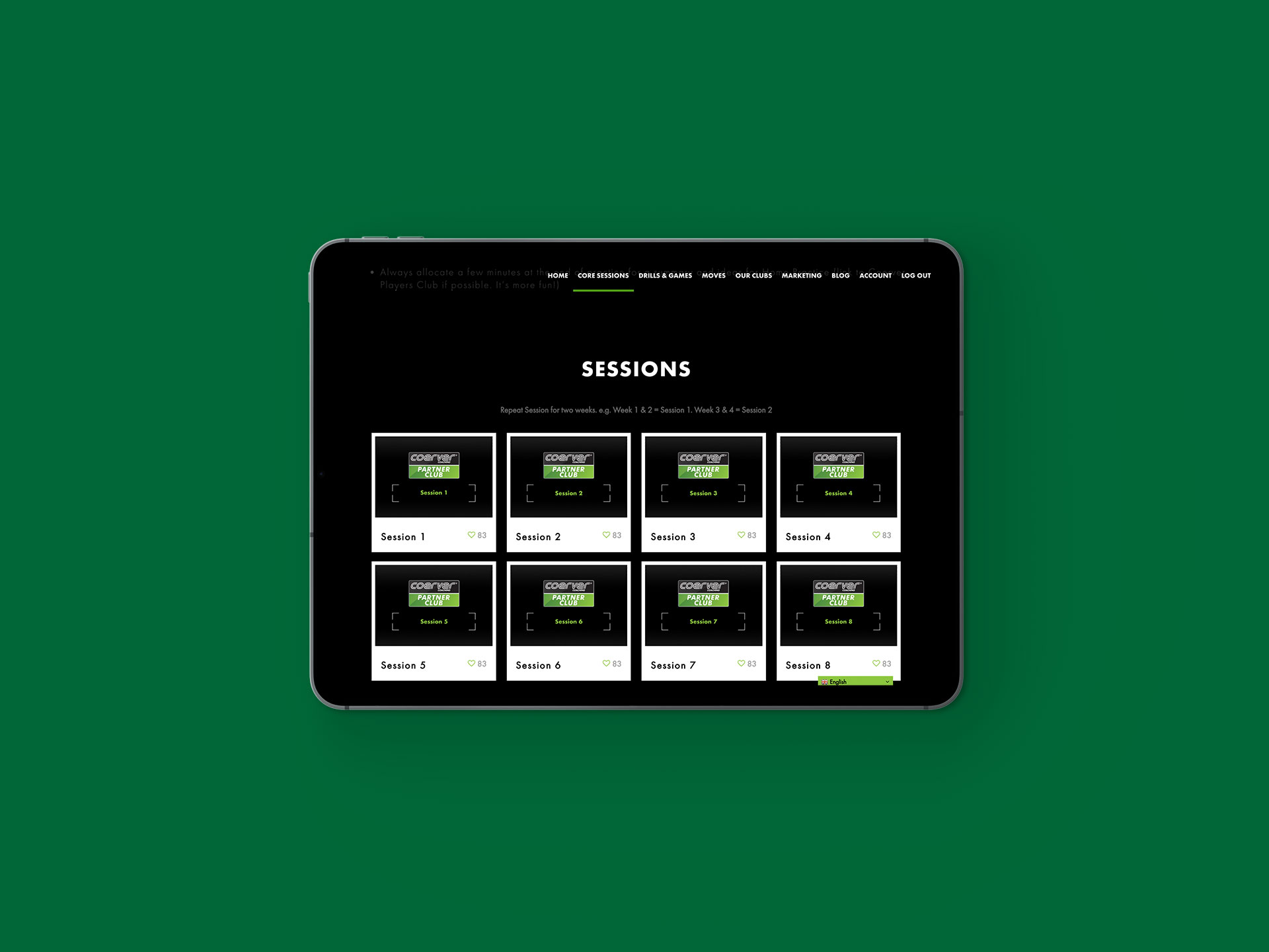 Coerver Partner Club Website Sessions