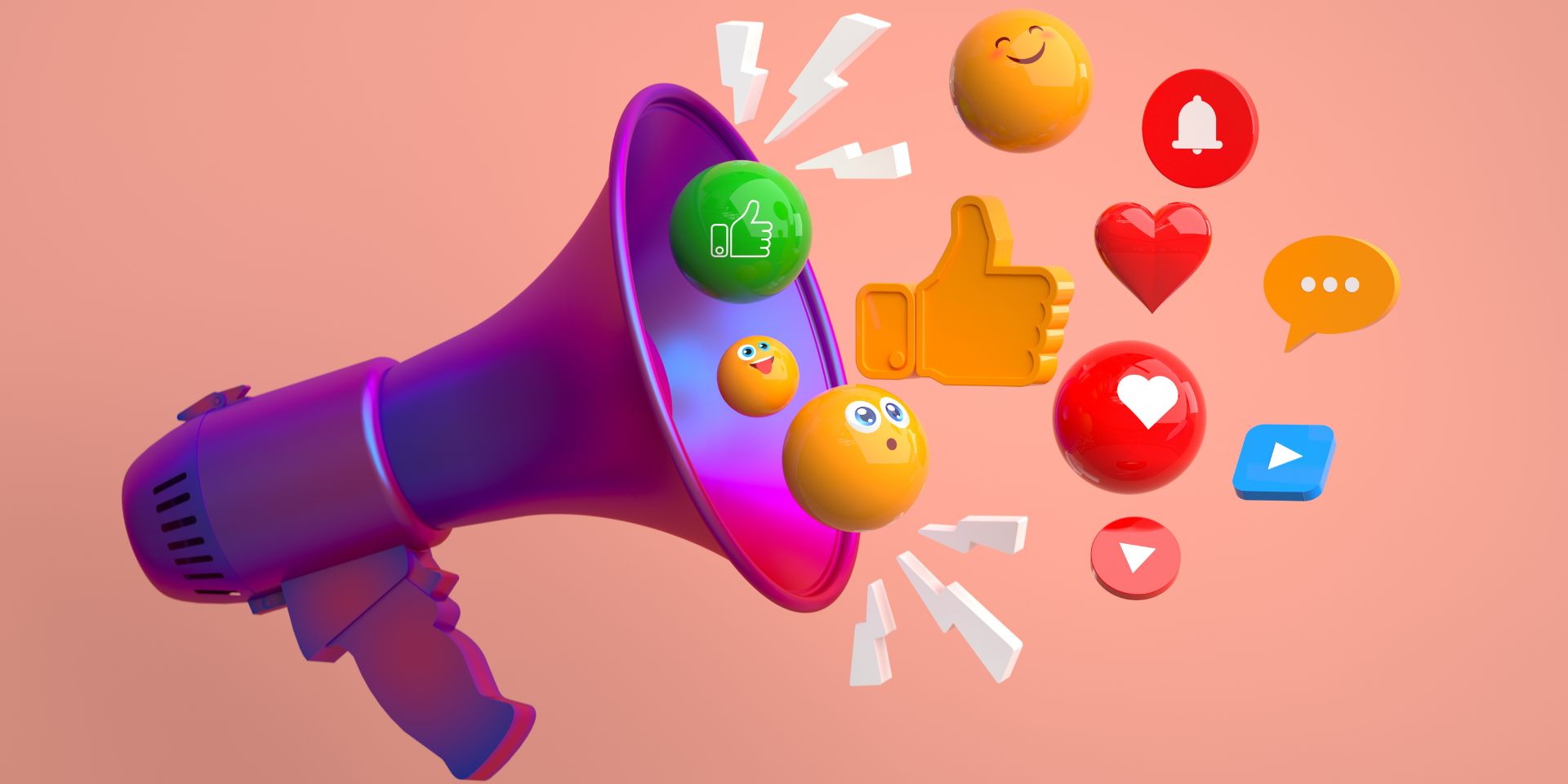 Megaphone with social media icons