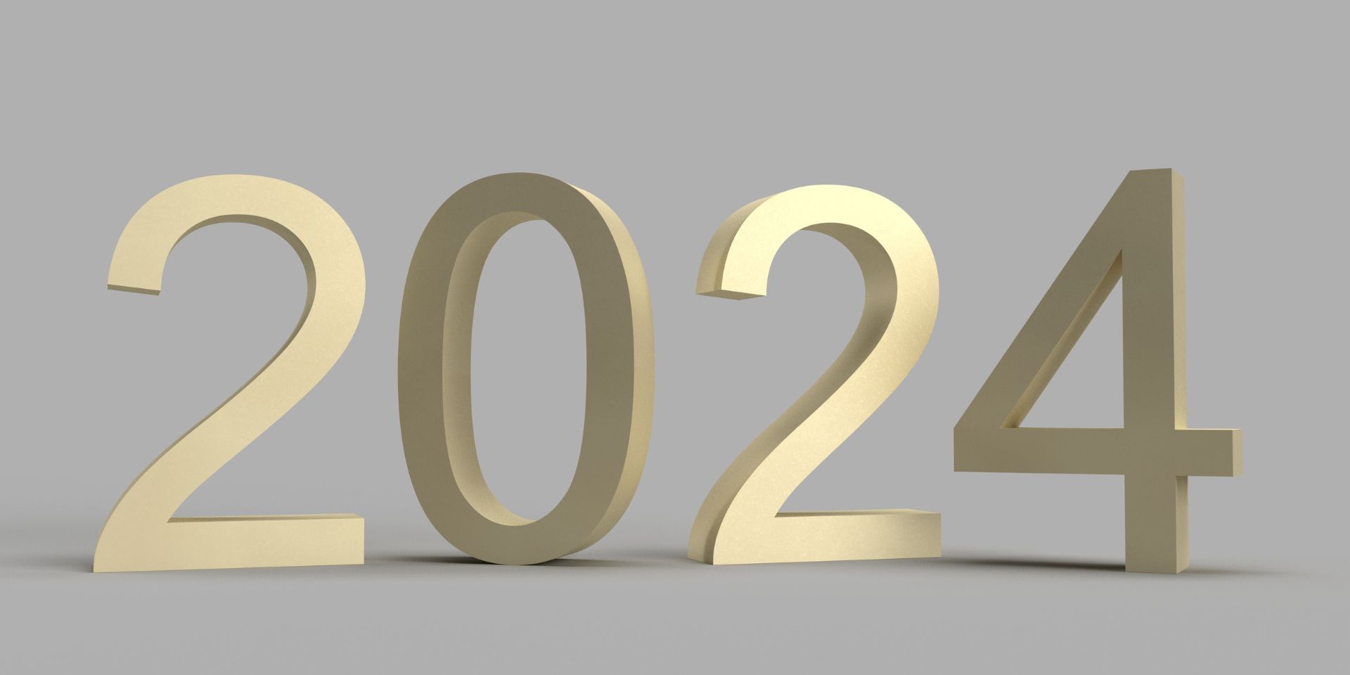 A gold 2024 sits against a grey background.