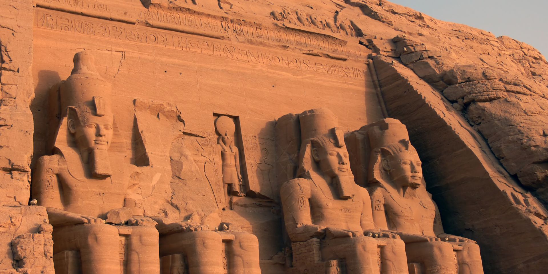 Sunset over Temple Abu Simbel, Egypt.